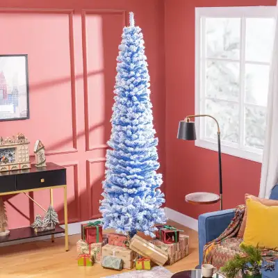 7.5ft Flocked Christmas Tree, Pencil Christmas Tree with Realist, View more