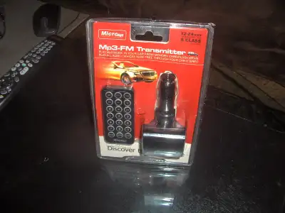 Brand new Mp-3 - FM Transmitter in box for car, truck for sale 12v, 24 v. Remote control 10$