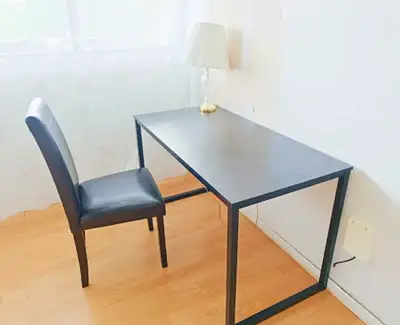 table desk & leather chair set, View more