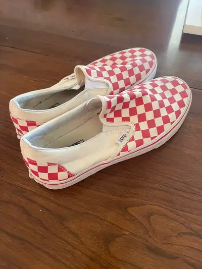 Vans Classic Slip-On Checkboard Shoes - Red/White, View more