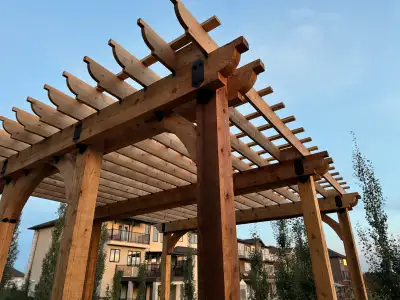 We do custom pergolas , decks , covered patios . Contact me for professional work .