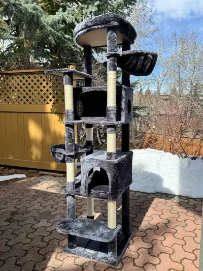 74” Dark Grey Cat Tree – Tall Multi-Level Cat Tower – Brand New, View more