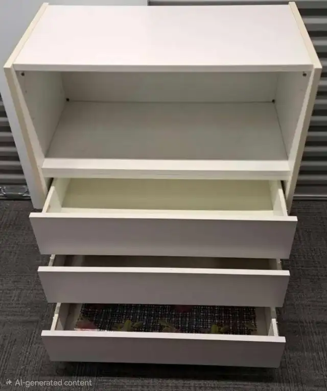 Wooden White 3-Drawer Dresser / Storage Chest in Dressers & Wardrobes in City of Toronto - Image 5