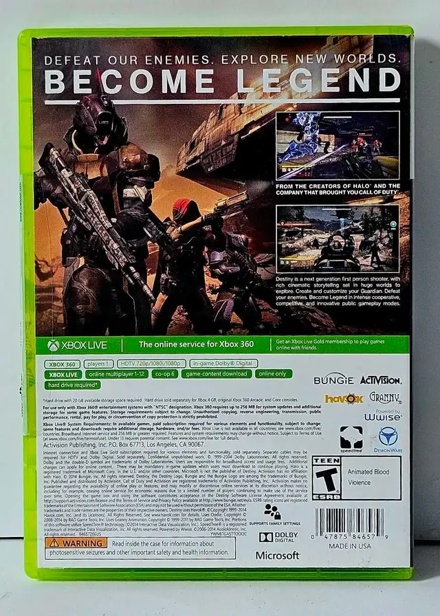 XBOX 360 Game:  DESTINY  in XBOX 360 in City of Montréal - Image 4