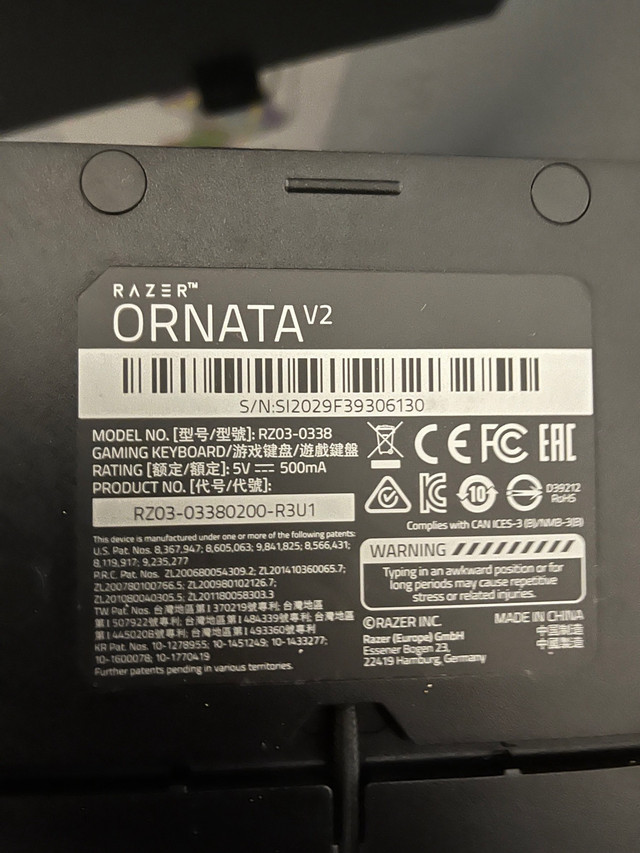 Razer Ornata keyboard v2 in excellent condition for sale for $80 in Mice, Keyboards & Webcams in Moncton - Image 2