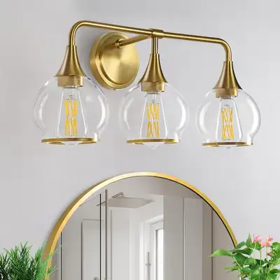 NEW HAHZT 3-Lights 22.4 Inch Gold Bathroom Vanity Light Fixture, View more