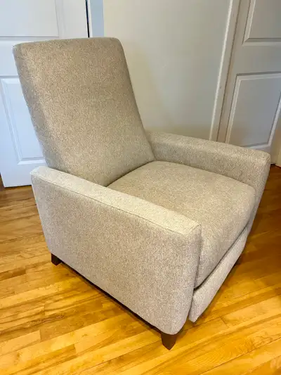 light grey push back recliner in mint condition , View more