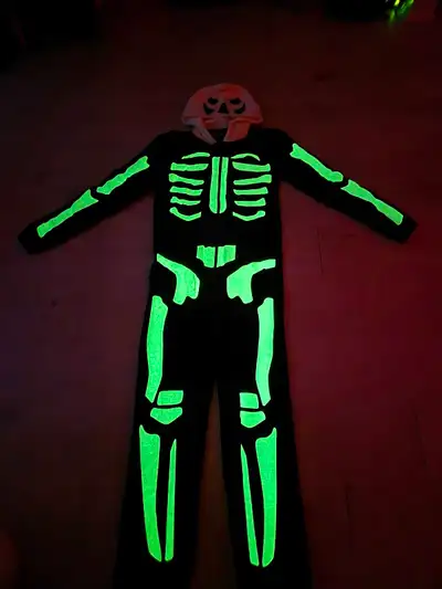 Onesie skeleton glow in the dark size small, View more