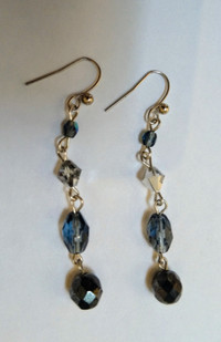 Vintage Earrings on fish hook with faceted crystal beads