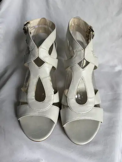 Women's FRANCO SARTO White Leather Sandals, Size 8, View more