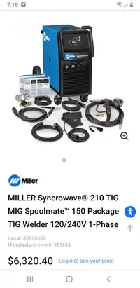 Miller Syncrowave 210 Welder Package