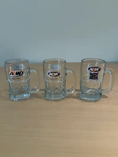 These three pre-owned A&W glass mugs are perfect for serving your favourite frosty root beer at home...
