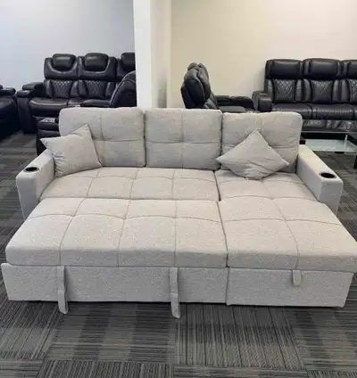 Grey pullout sofa bed for sale , View more