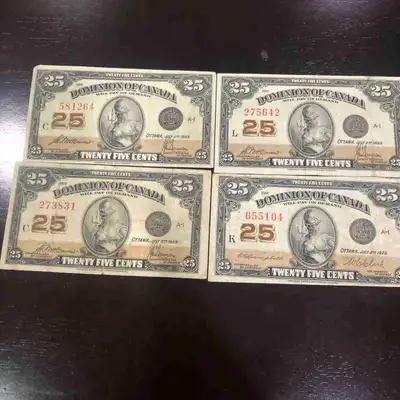 Dominion Canada Bills 25 cents, View more