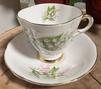 Bone China Windsor Lilly of the Valley Teacup and Saucer
