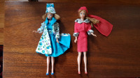 Early 1960s Barbie, Midge, Skipper dolls, cases, accessories