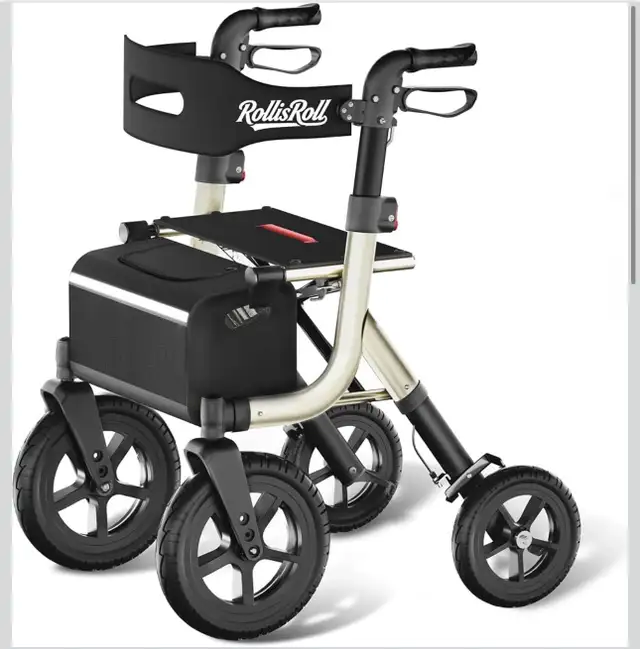 Walkers for Seniors, Rollator Walker with Seat, 12" Big Rubber