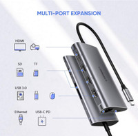 USB C Hub 8 in 1 HDMI, Ethernet, SD Card, USB 3.0, PD Charging