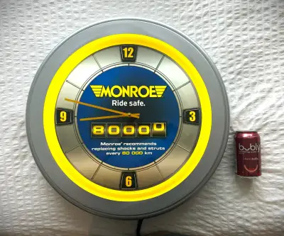 I'm selling a large Monroe Shocks Light-Up 24" Advertising Wall Clock. This Monroe clock is an excep...