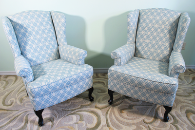 Pair of Wingback Accent Chairs – Blue & White Chairs, View more