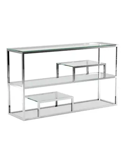 Large Chrome and Glass Console., View more