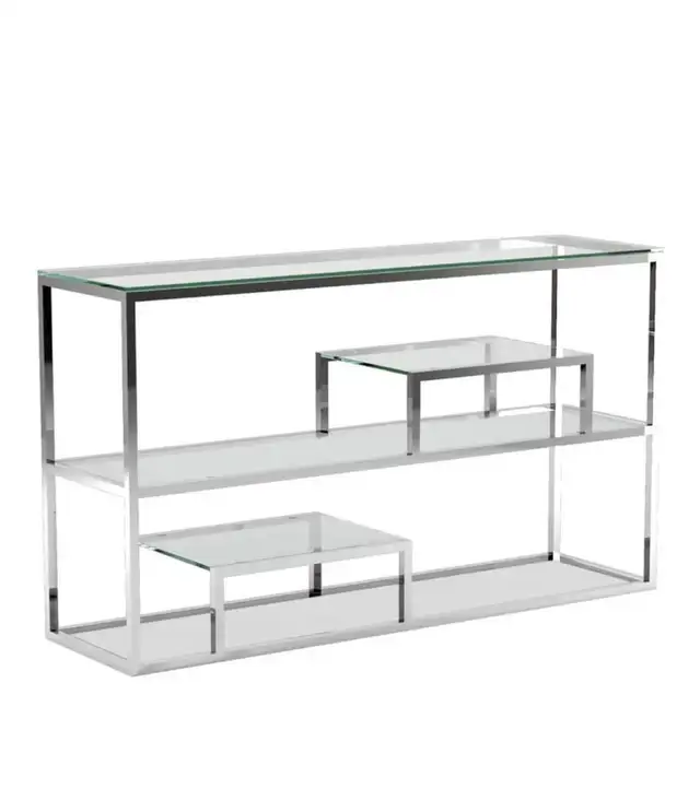 Large Chrome and Glass Console. in Bookcases & Shelving Units in Mississauga / Peel Region - Image 2