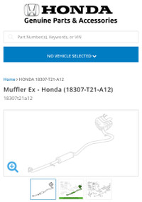 2022 Honda Civic Exhaust Muffler OEM 18307-T21-A12