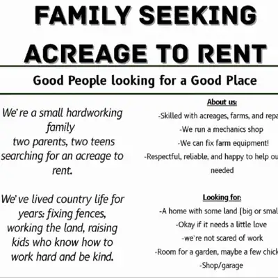 family seeking acreage/farm
