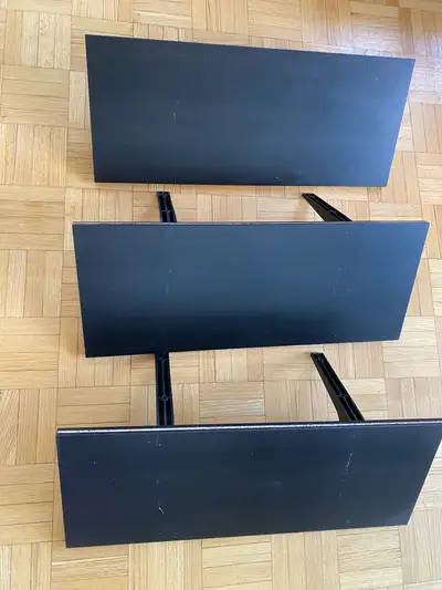 Beautiful set of 3 minimalistic wall shelves from IKEA in a sleek black finish. Perfect for adding e...