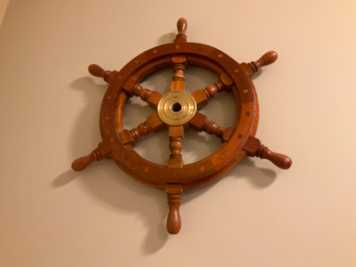 Antique maritime nautical wooden ship wheel 18"