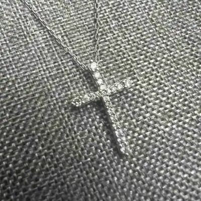 10 k diamond cross necklace, View more