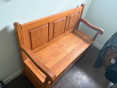 Solid Wood Storage Bench, View more