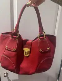 Prada red leather handbag