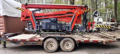 Spider boom man lift, 21 meters/68 feet reach for rent. $560/day, $1650/week, $4295/month. $125/hour...