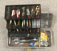 Aluminum Tackle Box and Lures.