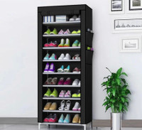 9 Tiers Shoe Rack with Dustproof Cover Closet Shoe Storage Cabin