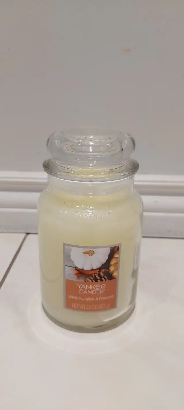 *New*Yankee Candle White Pumpkin & Pinecone Scented Candle  in Home Décor & Accents in Mississauga / Peel Region - Image 2