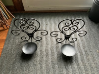 Set of 2 Wrought Iron Wall Sconce Candle Holders — 9.5”x10” 