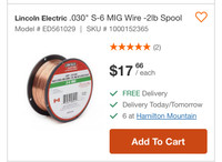 Lincoln electric mild steel mig wire 2lb.