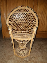 Wicker Fan Back Chair 16” tall Doll chair or Plant stand