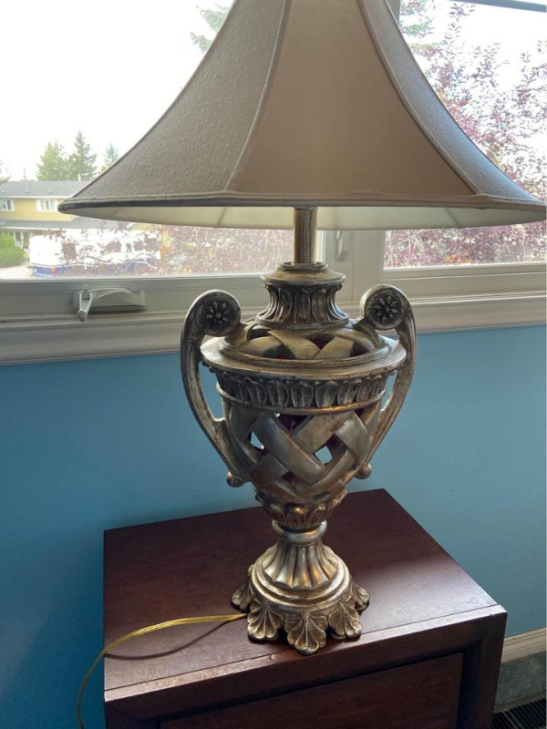 Table Lamp -pewter finish - tall in Indoor Lighting & Fans in Edmonton