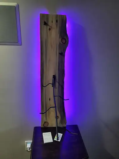 Live Edge Wooden Wall Mounted Jewelry Stand with LED Lights, View more