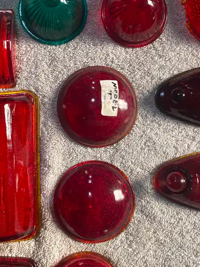 Glass Tail Light lenses for Dodge, Oldsmobile, Plymouth, Ford, Chevrolet. 1946 to 1950. Some clear g...