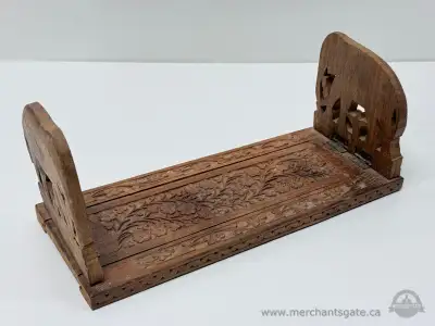 Antique Carved Wooden Folding Wall Shelf Floral Design, View more