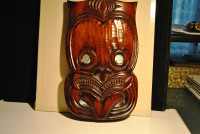 VINTAGE MAORI TIKI HAND CARVED WOODEN MASK