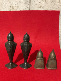 Antique silver plated salt & pepper shakers