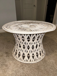 White wicker  indoor/outdoor patio table 