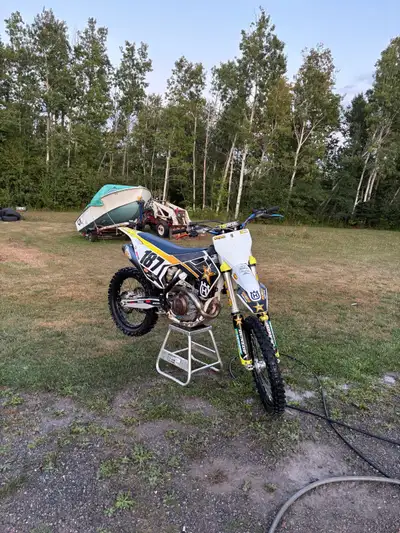 Have a 2018 fc450 for sale 4200 obo or trade for snowmobile or 250 2 stroke. Bike works good lots of...
