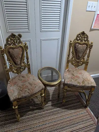 Kids Vintage Chairs and Side Table, View more