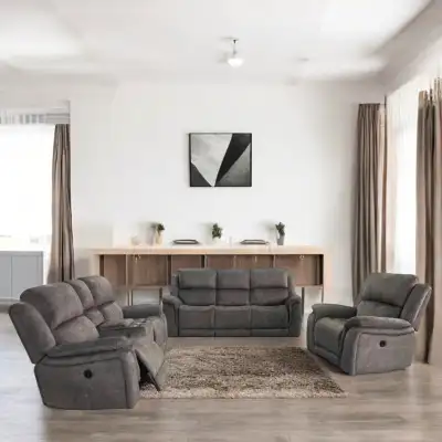 New 3-Piece Power Recliner Set In Fabric Upholstery Now On Sale, View more